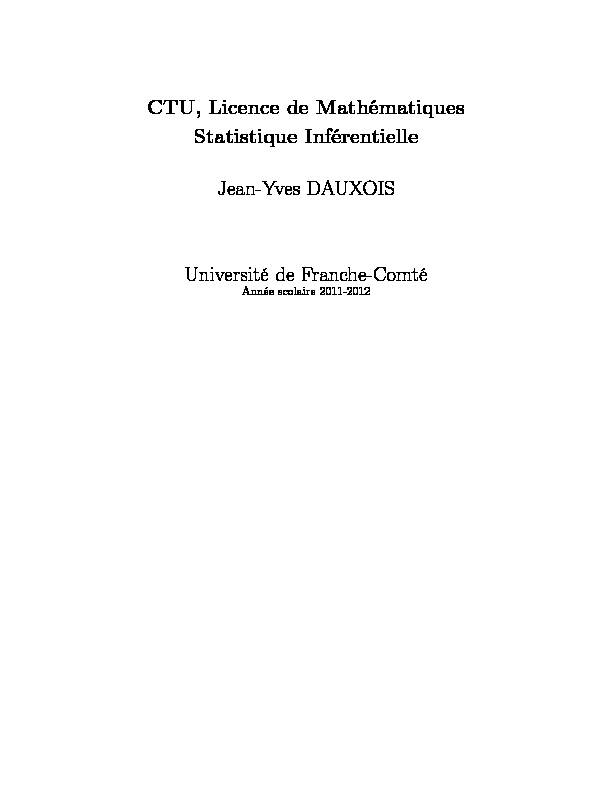 CTU Licence de Mathématiques Statistique Inférentielle Jean-Yves