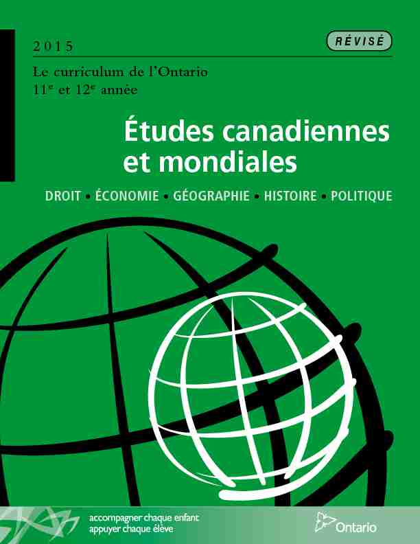 [PDF] Le curriculum de lOntario, 11e et 12e année  Études canadiennes