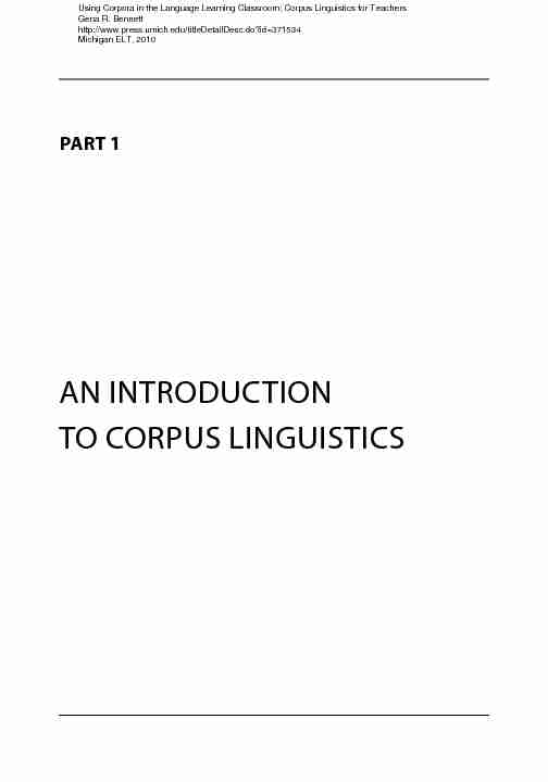 AN INTRODUCTION TO CORPUS LINGUISTICS