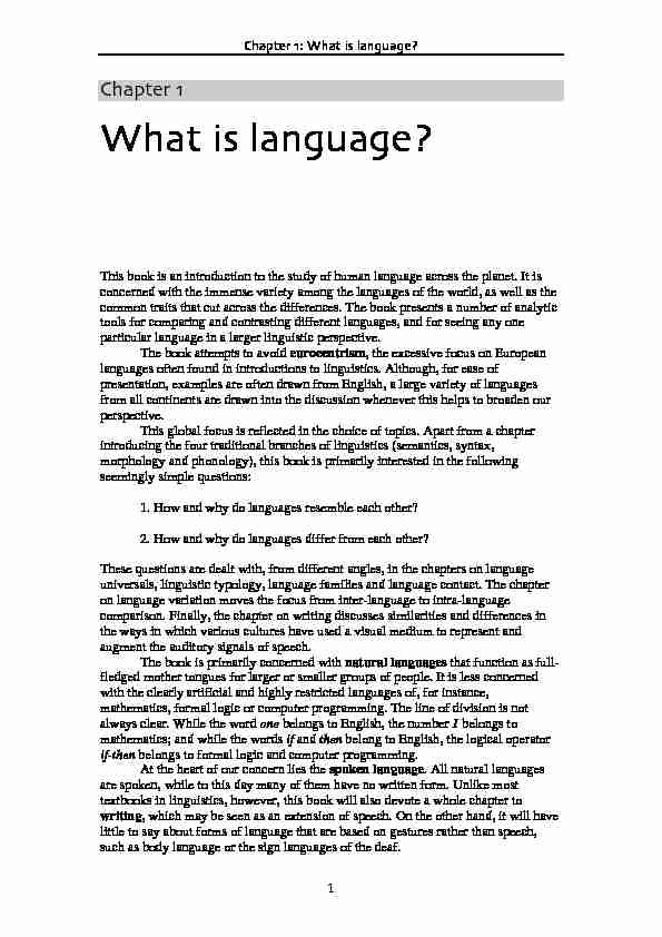 Chapter 1 What is language?