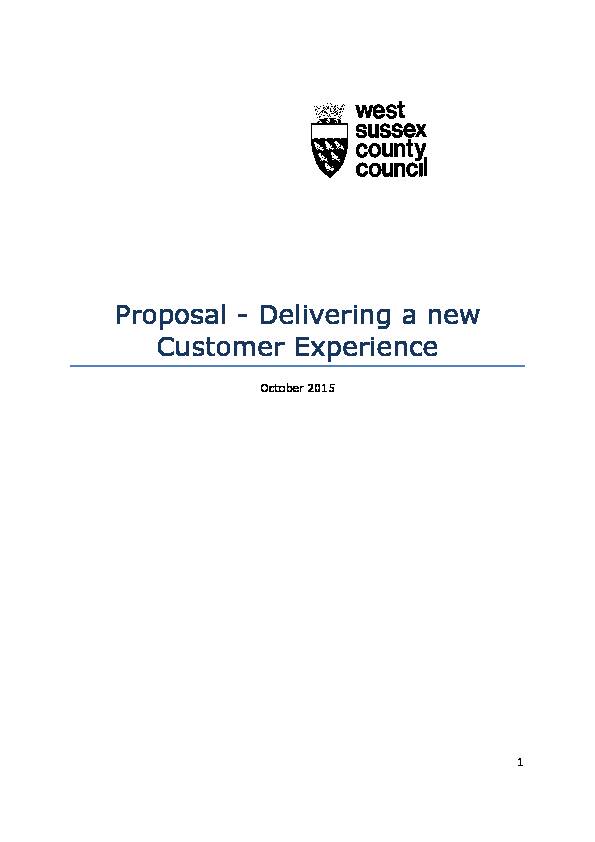 [PDF] Proposal - Delivering a new Customer Experience - West Sussex