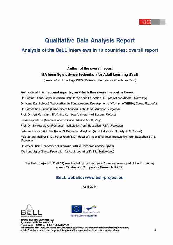 [PDF] Qualitative Data Analysis Report - BeLL Project