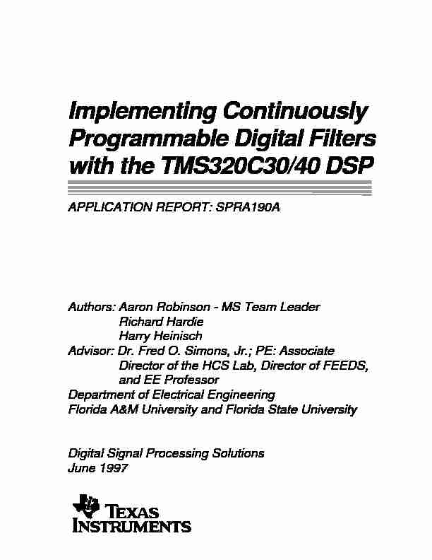 Implementing Continuously Programmable Digital Filters w