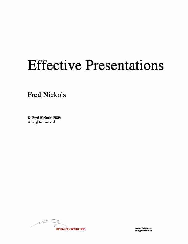 [PDF] Effective Presentations - Fred Nickols
