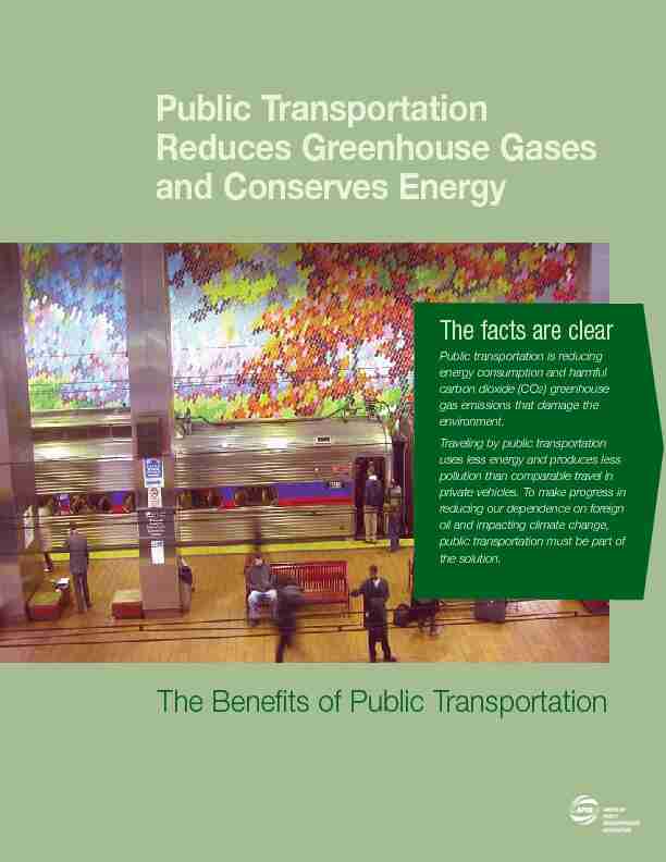 Public Transportation Reduces Greenhouse Gases and Conserves