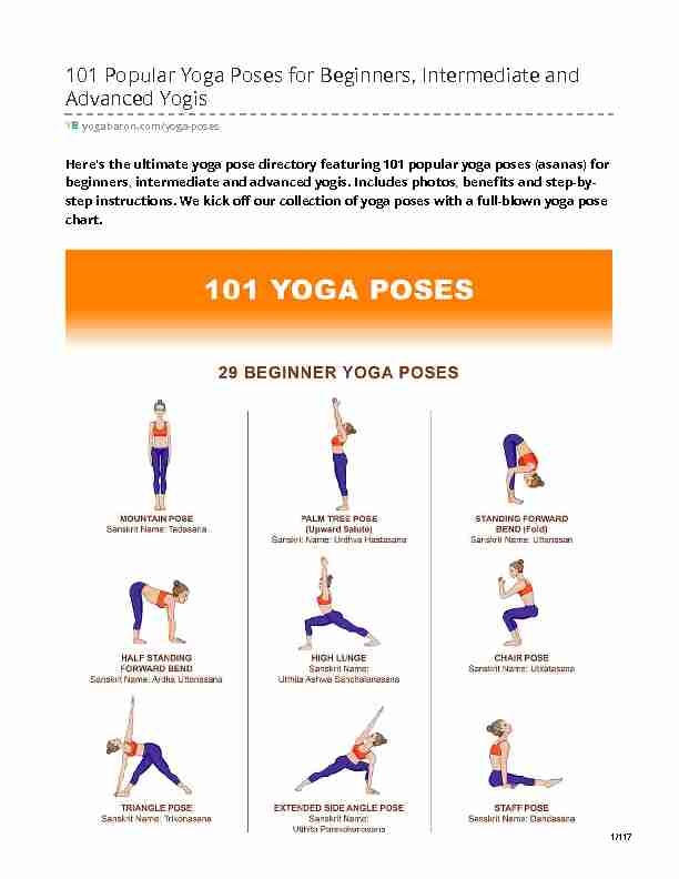 101 Popular Yoga Poses for Beginners Intermediate and Advanced