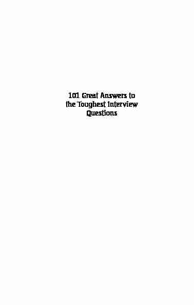 [PDF] 101 Great Answers to the Toughest Interview Questions