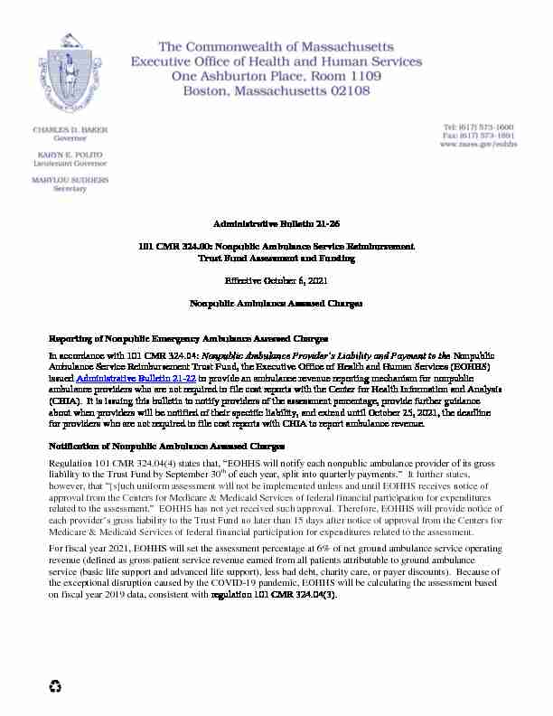 Administrative Bulletin 21-26 101 CMR 324.00: Nonpublic
