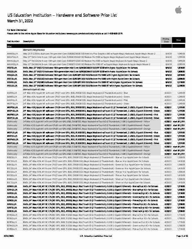 US EDU Price List - 2022 03-11 - SALES OPS - MASTER (Apple
