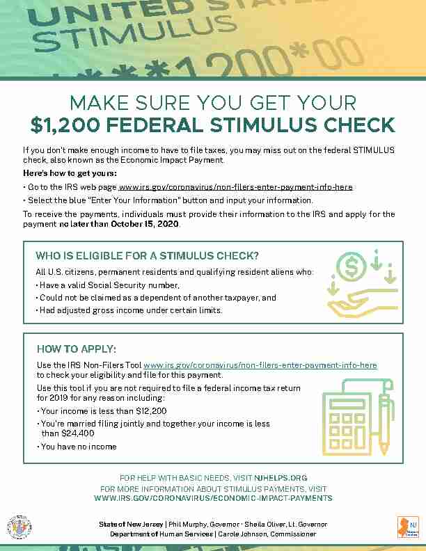 [PDF] MAKE SURE YOU GET YOUR $1,200 FEDERAL STIMULUS CHECK