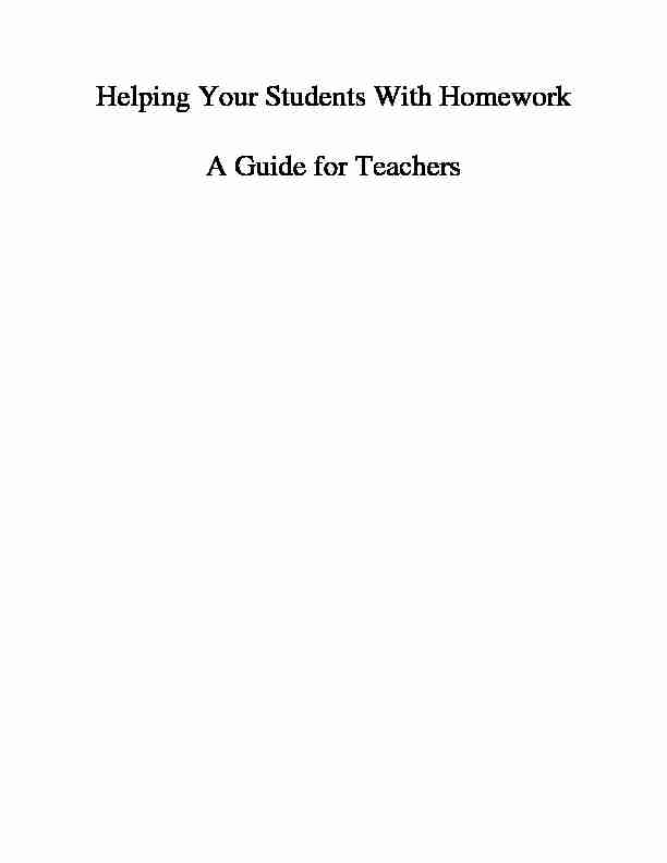 Helping Your Students With Homework A Guide for Teachers