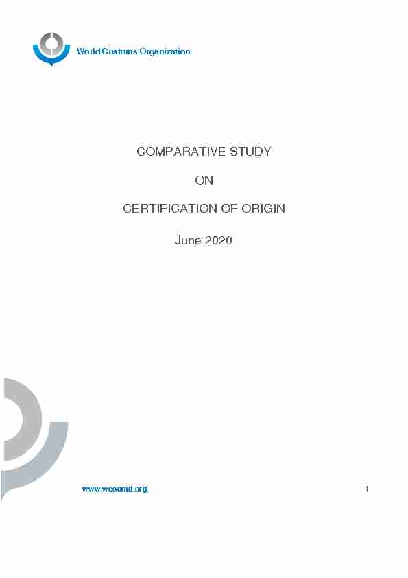 COMPARATIVE STUDY ON CERTIFICATION OF ORIGIN June 2020