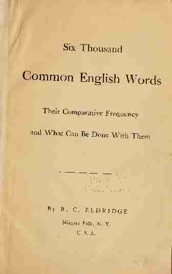 Six thousand common English words; their comparative frequency