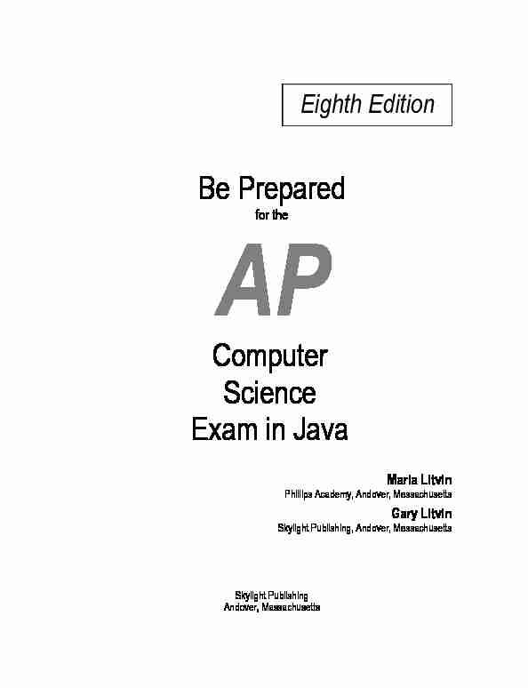 Be Prepared for the AP Computer Science Exam in Java Eighth