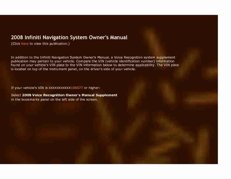 [PDF] 2008 Infiniti Navigation System Owners Manual (G37 Coupe)