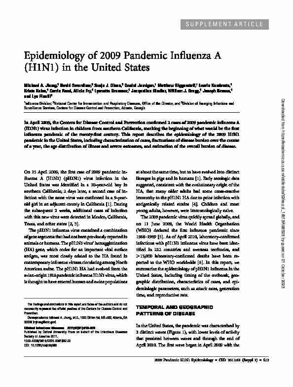Epidemiology of 2009 Pandemic Influenza A (H1N1) in the United