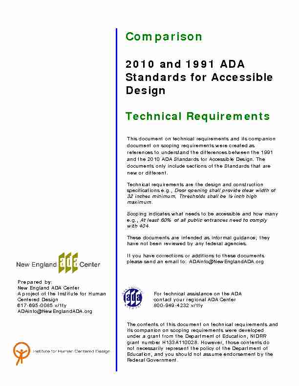 Comparison 2010 and 1991 ADA Standrads for Accessible Design