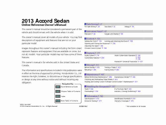 [PDF] 2013 Accord Sedan - Honda Service Express