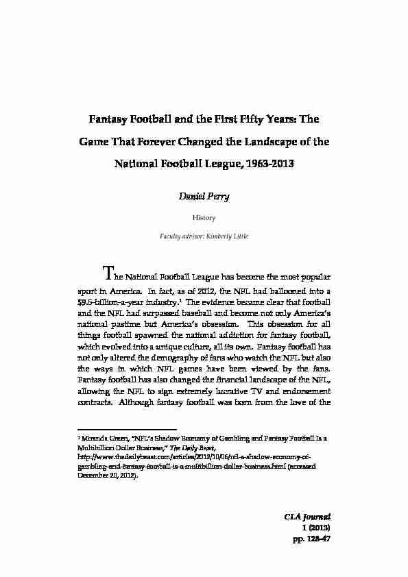 Fantasy Football and the First Fifty Years: The Game That Forever