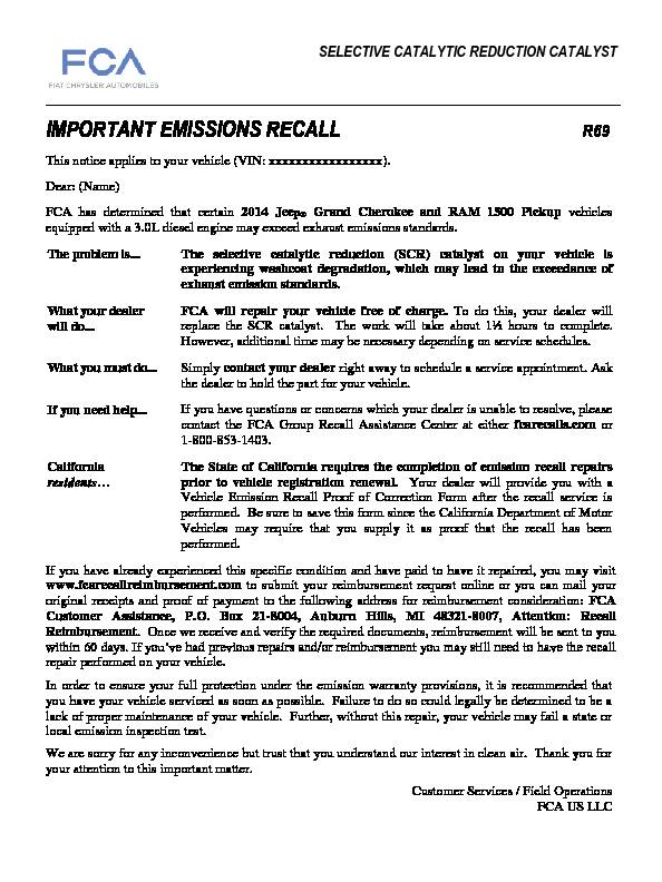 [PDF] IMPORTANT EMISSIONS RECALL - Chrysler