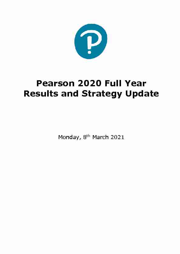 Pearson 2020 Full Year Results and Strategy Update