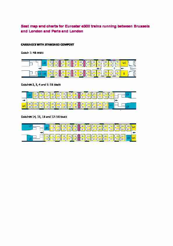 Seat map and charts for Eurostar e300 trains running between