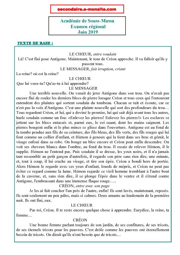 [PDF] Académie de Souss-Massa Examen régional Juin 2019 - E-monsite