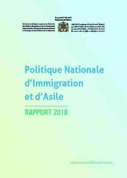 Politique Nationale dImmigration et dAsile RAPPORT 2018