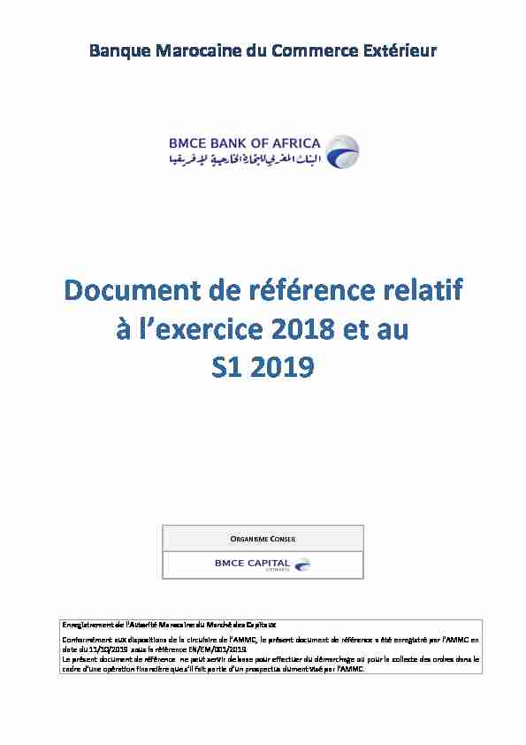 [PDF] Document de référence relatif à lexercice 2018 et au S1 2019 - AMMC