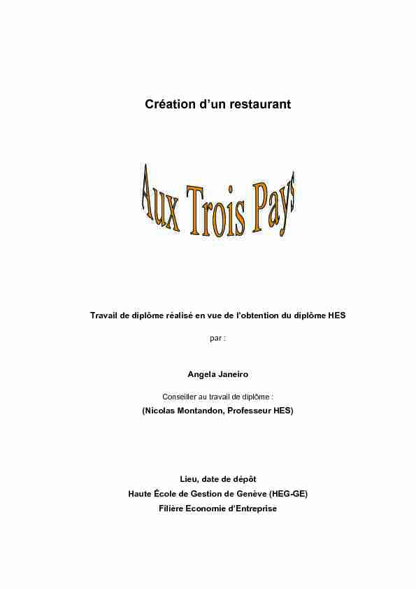 [PDF] Création dun restaurant - RERO DOC
