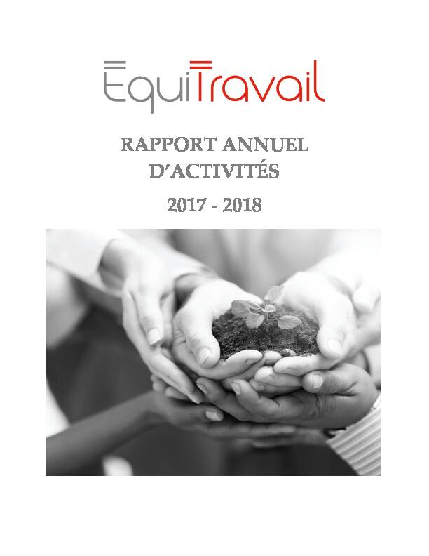 [PDF] RAPPORT ANNUEL DACTIVITÉS 2017 - 2018 - ÉquiTravail