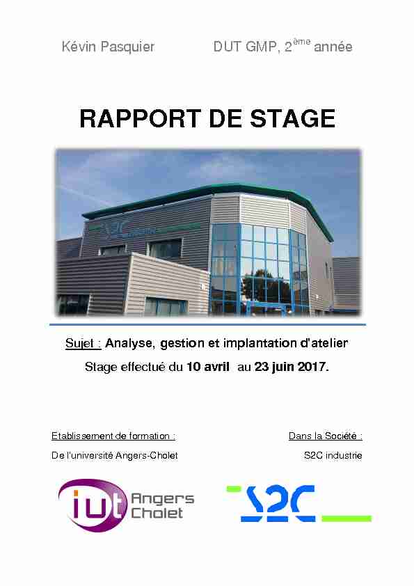 [PDF] RAPPORT DE STAGE 2ème Année DUT GMP - DUNE - Université