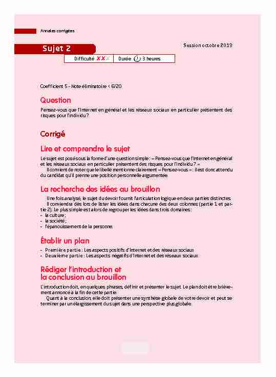 [PDF] Composition - Sujet gratuit : Internet, réseaux sociaux : des  - Vuibert