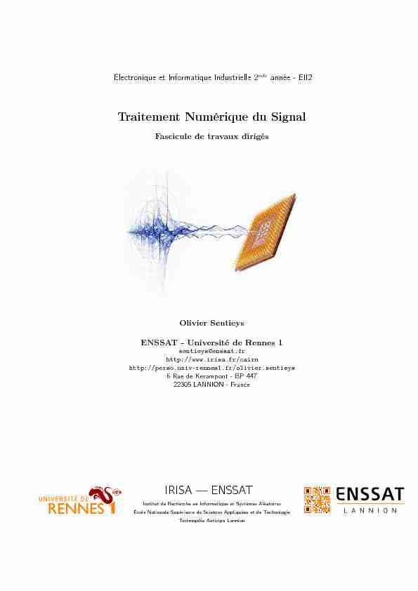 [PDF] Traitement Numérique du Signal IRISA — ENSSAT - Inria