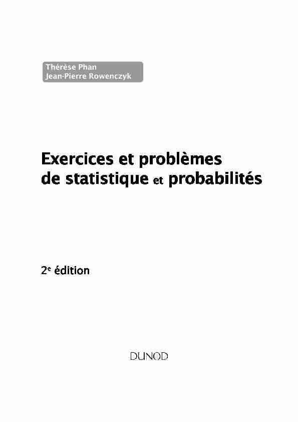 [PDF] Exercices et problèmes de statistique et probabilités - Dunod