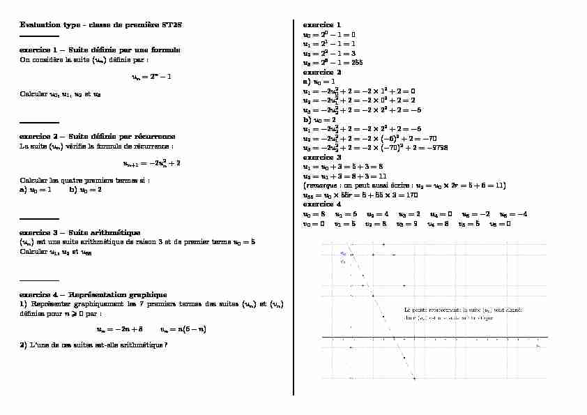 [PDF] Evaluation type - classe de première ST2S exercice 1 – Suite définie