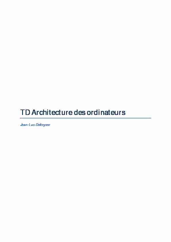 [PDF] TD Architecture des ordinateurs