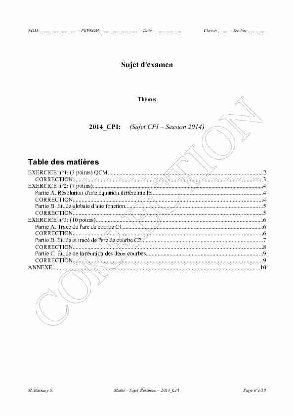 [PDF] Sujet dexamen Table des matières