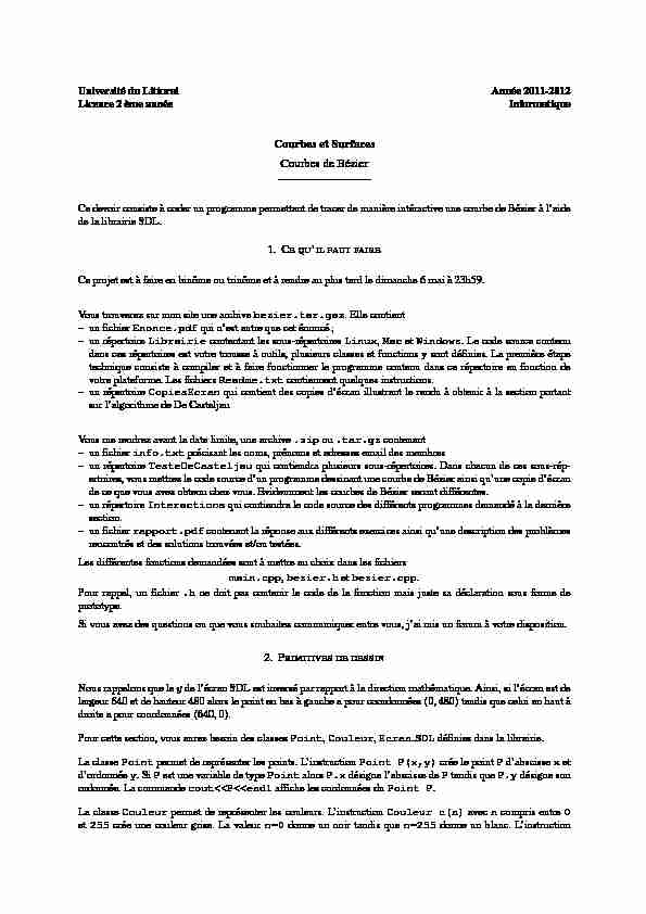 [PDF] Courbes et Surfaces Courbes de Bézier - LMPA