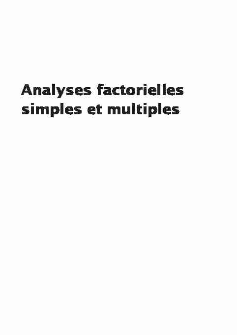 Analyses factorielles simples et multiples - 5e édition