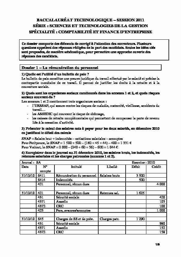 [PDF] Corrigé officiel complet du bac STG Compta et  - Sujet de bac