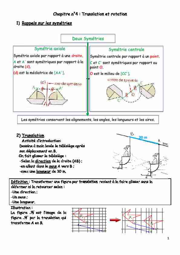 [PDF] hapitre n°4 : Translation et rotation les symétries