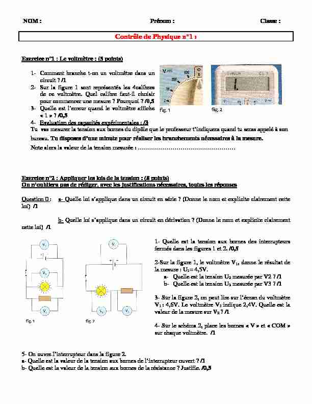 [PDF] Devoir et correction du devoir sur la tension électrique