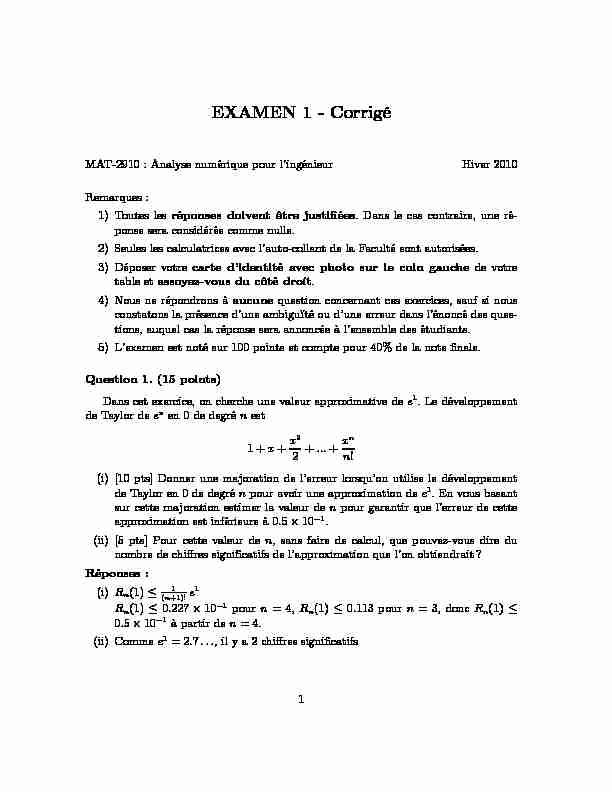 [PDF] EXAMEN 1 - Corrigé
