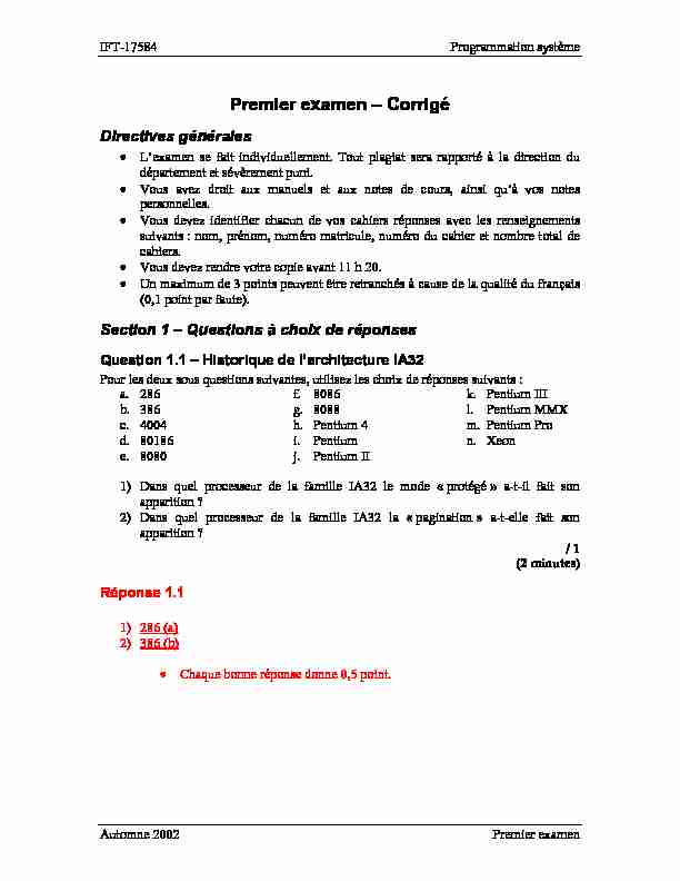 [PDF] Premier examen – Corrigé