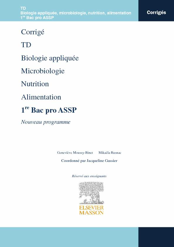 [PDF] Corrigé TD Biologie appliquée Microbiologie Nutrition  - EM consulte