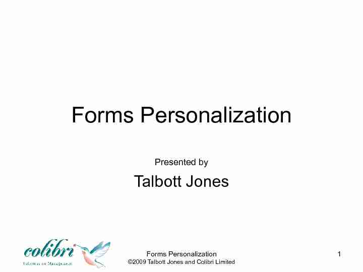 Forms Personalization