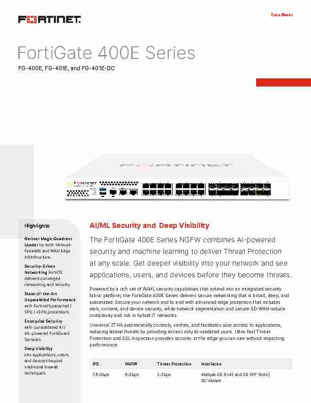 [PDF] FortiGate 400E Series Data Sheet - AVFirewallscom