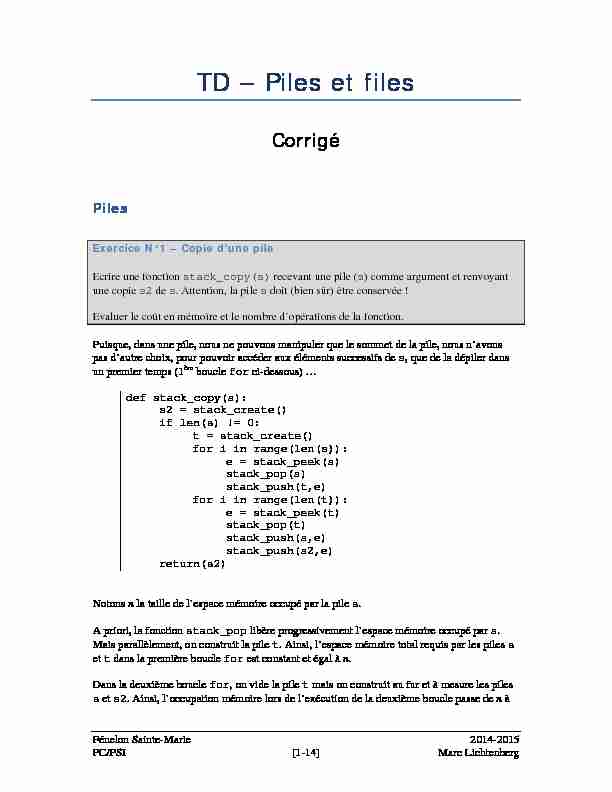 [PDF] TD – Piles et files - PanaMaths