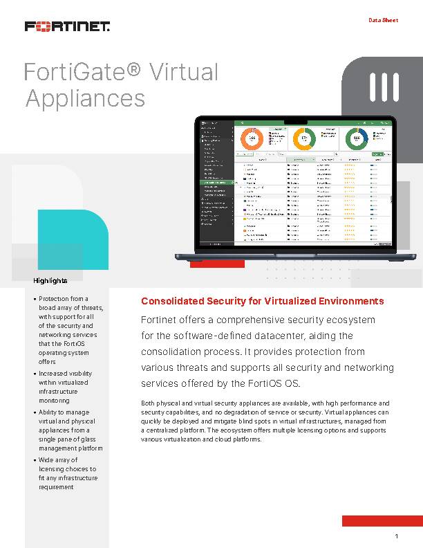 [PDF] FortiGate Virtual Appliances Data Sheet - Fortinet